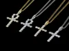 Hip Hop Cross Diamonds hanglagers kettingen voor mannen vrouwen religie christendom luxe ketting sieraden goud vergulde koperen zirkonen cu1616247