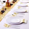 Disposable Dinnerware 140PCS White And Gold Plastic Plates & - 20 Dinner Dessert