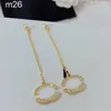 20Style 18K Gold plattiert Kristallbrief Ohrring Designer Ohrringe Marke Long Eardrop berühmte Frauen Perlschsten Hochzeits Geburtstagsfeier Schmuck