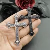 5pcs couleurs argentées noir 80x54mm croix de fleur charm