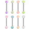 6pcs Akrilik AB Dil Piercing seti meme uclu halter toplu 14g parlak lot halka paketi lengua 240409