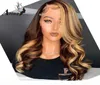 Wig Brown Blonde Destaque 13x6 Lace Frente Human Wigs Wave Body Wave Atina Full 360 Lace Frontal Wig Remy HD Fechamento5722241