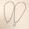 Pendant Necklaces 2Pcs/Set Fashion Silver Color Sun Moon For Women Vintage Punk Metal Star Clavicle Chains Choker Jewelry Gifts