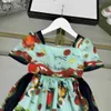 豪華な女の子のパーティードレスフルーツパターン印刷ベビースカートサイズ100-160 cmキッズデザイナー服サマープリンセスドレス24april