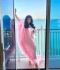 Prachtige zware veren prom-jurken 2023 roze losse enkellengte Midden-Oosten avondjurken formele feestjurk verkoop promotie
