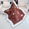 Designer blanket V old flower print classic letter logo design solid color blanket office nap blanket travel towel sofa decorative blanket 135*175cm with gift box 5