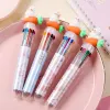 Pennor 10st Creative Cartoon Cow Peach Rabbit Bear 10 Colors Ballpoint Pen Kawaii Multicolor Writing Pennor School Office Stationery