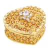 Gold Herzformlegierungsschachtel für Frauen -Metallschmuck mit Strasshochzeitsgeschenk für Brautbrautjungfernzubehör mit Strasshochzeiten