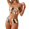 Women's Swimwear Tie Bra Suspender Sexy Bikini Split Swimsuit Two Sets Of Beach Sunflower Romper Women