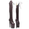 Scarpe da ballo da donna vicino alla moda da 20 cm/8 pollici piattaforma di placcatura superiore sexy tacchi alti stivali da coscia 522