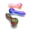 4.2 Inch Colorful Glass Pipe with 40mm Big Ball Bowl Multicolor Rainbow Color Thick Pyrex Hand Smoking Glass Pipes