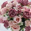 Dekoracyjne kwiaty 7 jedwabiu róży różyn hortensja sztuczna na bukiet ślubny świąteczny w wieniec akcesoria domowe