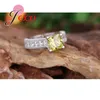 Cluster Anneaux Square Design Fashion 925 Rague en argent sterling jaune cubique Zironie Mariage Femmes Luxury Bridal Bands Bijoux