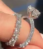 Cocktail Luxury Jewelry Couple Rings 925 Sterling Silver Princess Cut White Topaz Moissanite Diamond Party Women Wedding Bridal Ri1553294