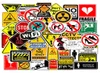 50 pcs pacco adesivi di avvertimento per il proibizione del pericolo per laptop Skateboard Motorcycle Decals2934190
