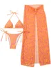 Kobiety stroje kąpielowe dla kobiet Kobiet Swimsuit 2024 Orange Print Canter Bikini