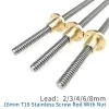 T16 Lead Screw 100mm 150 200 250 300 350 400 500 600mm lead 2/3/4/8mm screw large lead trapezoidal screw 3D printer screw stepp