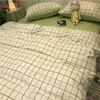 Bedding Sets Dirty-resistant Black Plaid Dormitory Quilt Cover Sheet Pillowcase 3PC Set Nordic Style Simple Gray 4PC