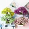 Dekorativa blommor grönt bonsai trädkontor bord dekoration hållbara material lågt underhåll vackert utformad konstgjord krukväxt blomma