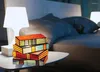 Bordslampor 18 cm målat glas staplade böcker lampa plast säng vid nattljus rum dekoration