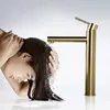 Bathroom Sink Faucets MTTUZK Solid Brass Brushed Gold Basin Faucet Cold Mixer Tap Deck Mounted Single Handle Round Water
