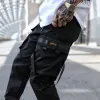 Pants Efungal Men Ribbons Cargo Pants Black Pocket Casual Streetwear 2020 Harem Joggers Hip Hop Trousers Haruku Sweatpants