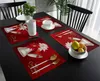 4/6 pcs de Noël Poinsettia Bells Cuisine Placemat Christmas Dining Table Decor Table Table Home Decor Bowl Bowl Mat