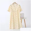 Sleep Learnwear Summer Ladies Nightdress Crepe Crepe saia fina de manga curta japonesa doce