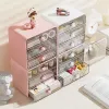 Cute Desktop Storage Box Organizer Creative Rabbit Transparent Drawer Storage Box Stackable Student Stationery Organizer Rack