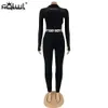 FQLWL White Black Fiess 2 Peças Conjunto feminino Terno esportivo roupas de verão roupas de manga comprida Top Leggings Ladies Tracksuit feminino 201007