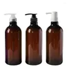 Bouteilles de rangement 1000 ml Pumpe de lotion vide en plastique rond en plastique Cosmétique Emballage cosmétique 1L Brown Blue Shampooing Shampooing Gel Gel 8pcs