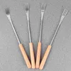 Учетные наборы посуды Fondue Fork из нержавеющей стали палочки с деревянной ручкой, идеально подходящей для расплавленных сырных фруктов и 6шт.