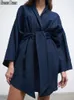 Sıradan elbiseler pamuk ve elbise Avrupa Amerika Birleşik Devletleri 2024 İlkbahar Yaz Gevşek Yoklu Kemer Kimono Tek Parça