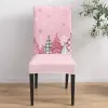 Pink Christmas Tree Snowflake Stretch Chaint Cover 4st Elastic Seat Protector Case Slipcovers Festival Matsal Dekor