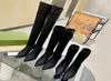 Projekt hakerów Aria Knited Sock nad kolaną wysokie buty stiletto rozciągnięte uda wskazane botki kostki dla kobiet des6084285