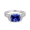 Cluster Anneaux S925 Silver Ring Tanzanian Sapphire Set Fashion Versatile Design Bijoux