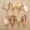 Dekorativa blommor 8 st/set mini torkad bukett boho blommig bröllopsfest mittpieces dekor litet pampas gräs för hantverk tårta blomma
