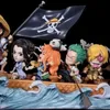 Comics Heroes One Piece Anime Figure Straw Hat Group Dragon Boat Figures Luffy Nami Zoro Sanji Brook Robin Usopp Chopper Franky Model Toy 240413