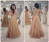 Champagne Chiffon Aline Prom Dresses Lace Top Jewel Backless Evening Gowns Elegant Simple Cheap Special Occasion Dress Custom Mad5442561