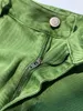 Pantalon féminin automne, silhouette silhouette verte native coton coton twill à jambes larges