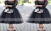 2020 Long Sleeves Elegant Evening Dresses Jewel Black Lace Tulle Formal Prom Gowns Cheap Custom Made Tea Length Special Occasion W8879723