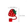 Disposable Cups Straws Straw Covers Caps Tips Silicone Cover Cap End Strawberry Tip Protector Drinking Topper Plugs Reusable Dust Decorative