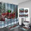 Duschvorhänge vier Stück Santa Print Vorhang Polyester Badezimmer