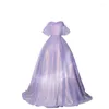 Party Dresses Lilac Women Prom Real Image Off The Shoulder Sequin Ball Gown Vestidos De Gala Formal Evening Gowns Corset Back