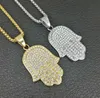 Collar colgante de mano de hamsa para hombre estilo hip hop estilo rock estilo circonía cúbica completa 24quot cadena de cuerda plateado cz chapado cz colla3097556