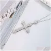 Colliers pendentifs Luxury 925 Sterling Sier Cross Collier Clear Pave Sona Diamond for Men Women Christmas Gift239g Drop DIVRITE