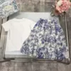 Kvinnors t-shirt produkt kjol liten kanin mönster kortärmad ren bomull rund hals lindad midja tryckt chiffong söt elegant
