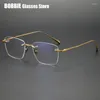 Strama da sole cornici Ultra Light Square Squadra senza cornice pura in titanio Pure Glasshi uomini donne Big Face Myopia Lettura Eyewear Excless Eyelesses 2024