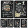 Retro Art Hamburger Pizza Steak Cooking Recipe Menu Poster Canvas Painting Wall Pictures For Kitchen Restaurant Decoration