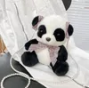 New Chinese style handbag, female panda pearl chain, one shoulder cartoon panda doll, one shoulder crossbody zero wallet